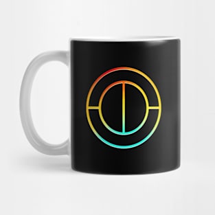 Neon Geometric Glyph Mandala Sigil Rune Sign Seal Cyan Red and Yellow  -  100 Mug